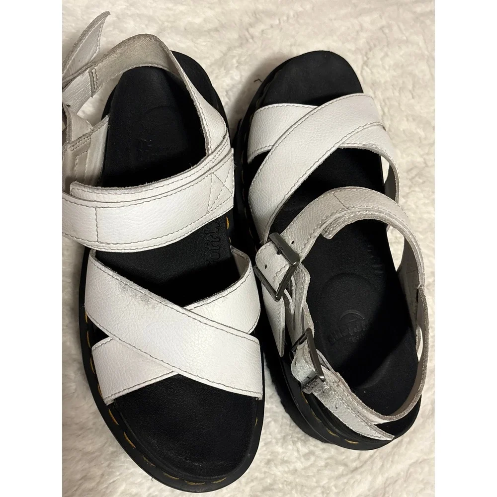 Dr. Martens Voss II Quad White Leather Platform Sandals Womens Size 8 Grunge